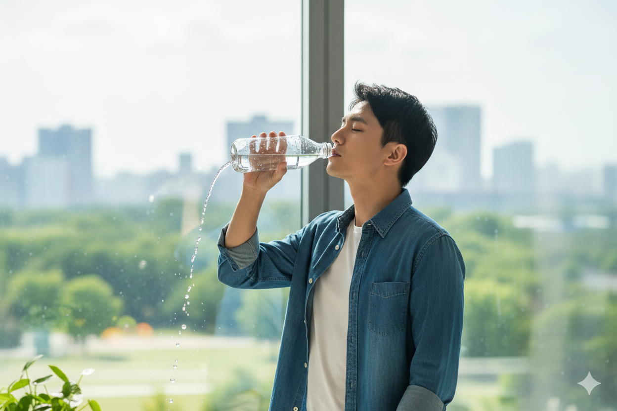 Đứng uống nước có gây hại tim, thận không?- Ảnh 1.