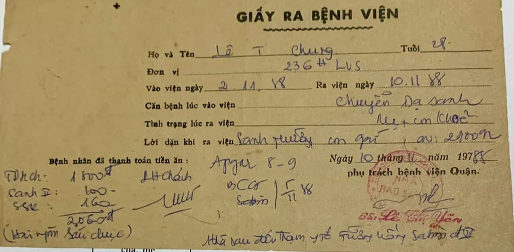 Tờ giấy ra viện được người mẹ giữ suốt 37 năm - Ảnh 1.