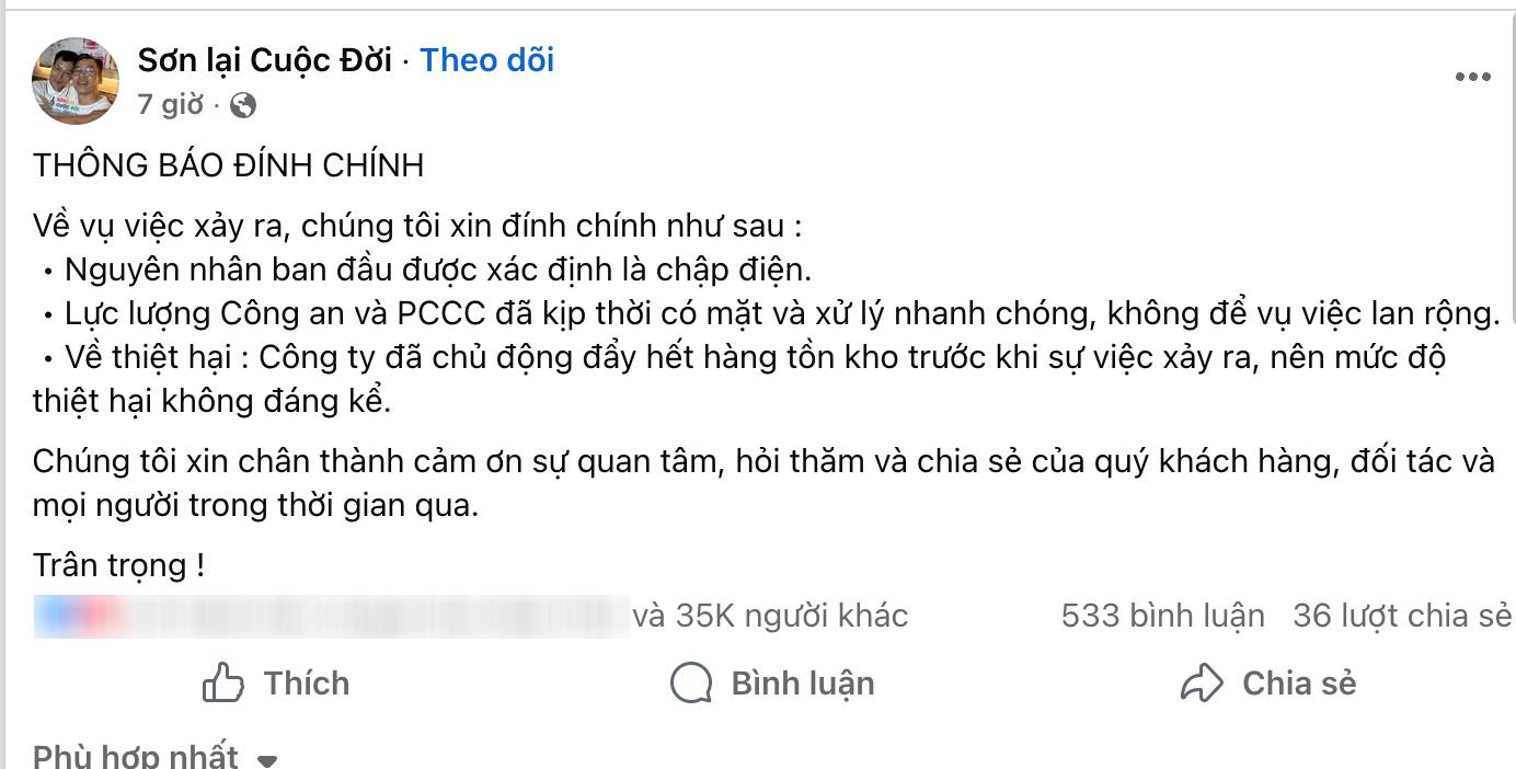 TikToker “Sơn Lại Cuộc Đời” đính chính sau thông tin cháy xưởng- Ảnh 1.
