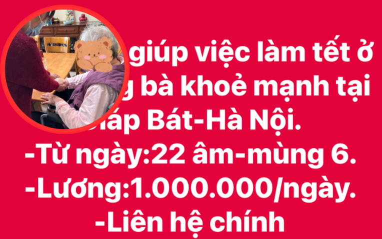 Thuê giúp việc ngủ lại, chăm ông bà, bố mẹ U60, U70 ngày Tết: Trả lương 10 triệu trong 10 ngày nhưng không phải ai cũng làm được