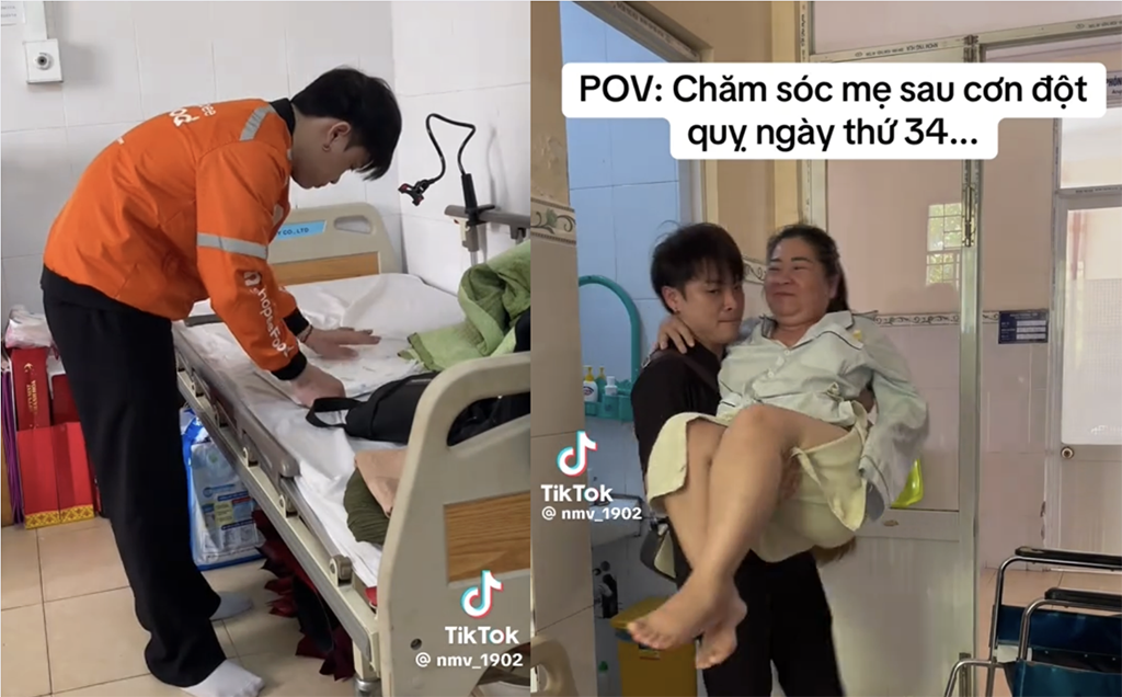 Xúc động câu chuyện anh shipper chăm mẹ bị đột quỵ - Ảnh 1.